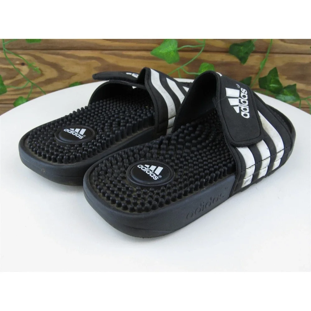 adidas Shoes Sz 2 Slide Boys Youth Black Synthetic Hook & Loop‎ Medium